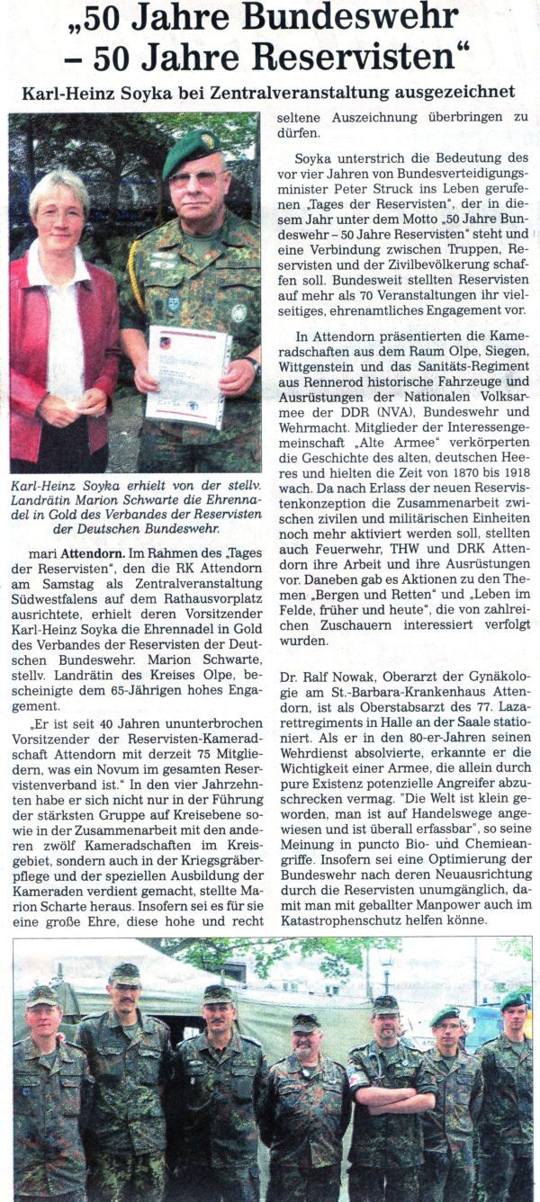 Ausschnitt aus der Siegener Zeitung vom 26.09.2005