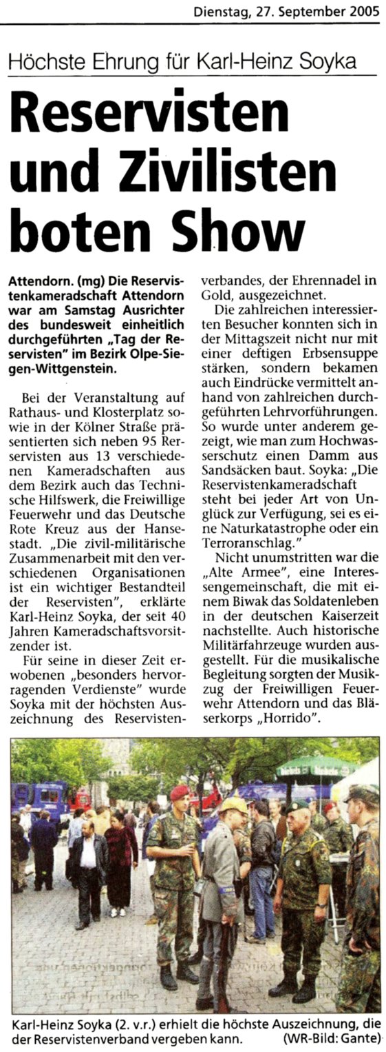 Ausschnitt aus der Westf�lischen Rundschau vom 27.09.2005