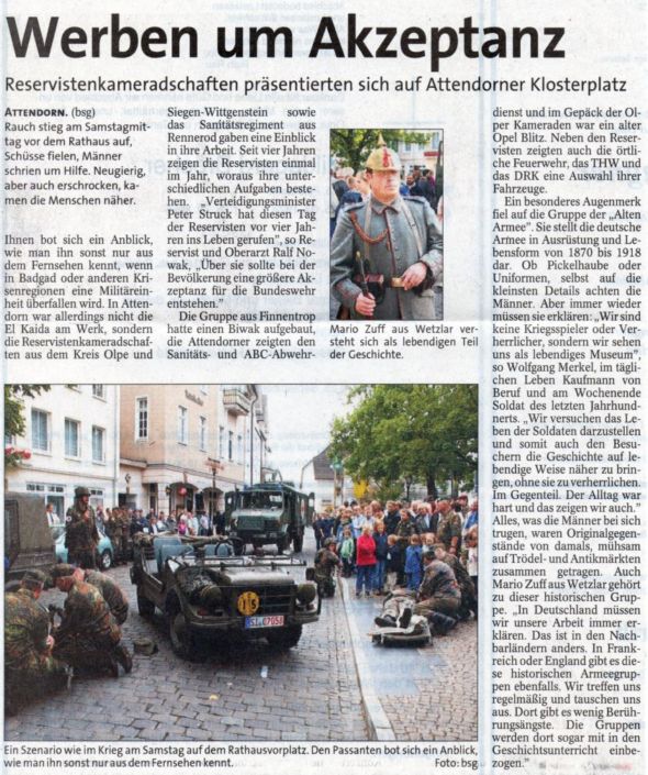 Ausschnitt aus der Westfalenpost 09.2005