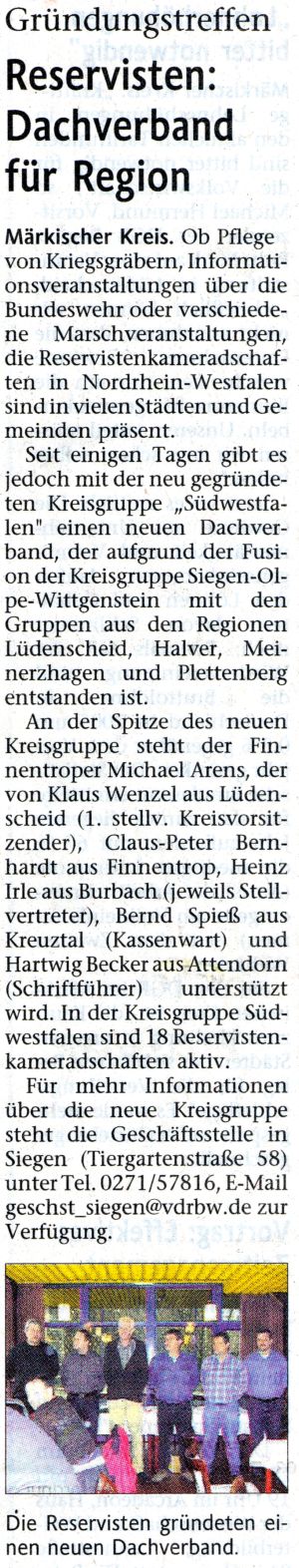 Ausschnitt aus der Westf�lischen Rundschau vom 04.02.2006