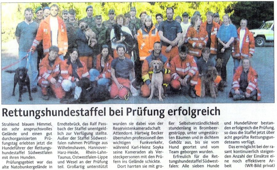 Ausschnitt aus der Westf�lischen Rundschau vom 03.05.2007
