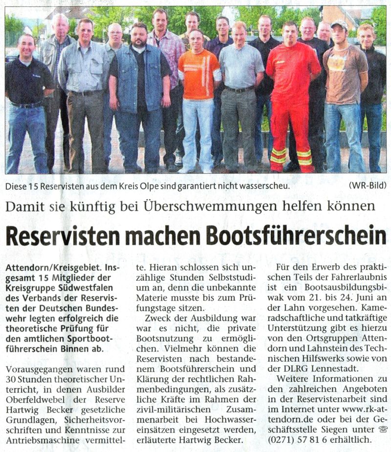 Ausschnitt aus der Westf�lischen Rundschau vom 31.05.2007