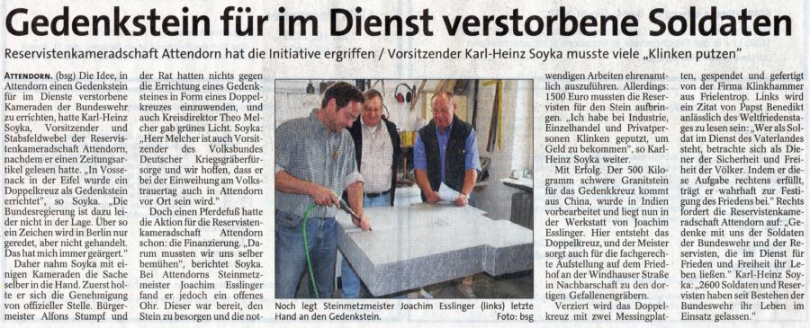 Ausschnitt aus der Westfalenpost vom 08.08.2007