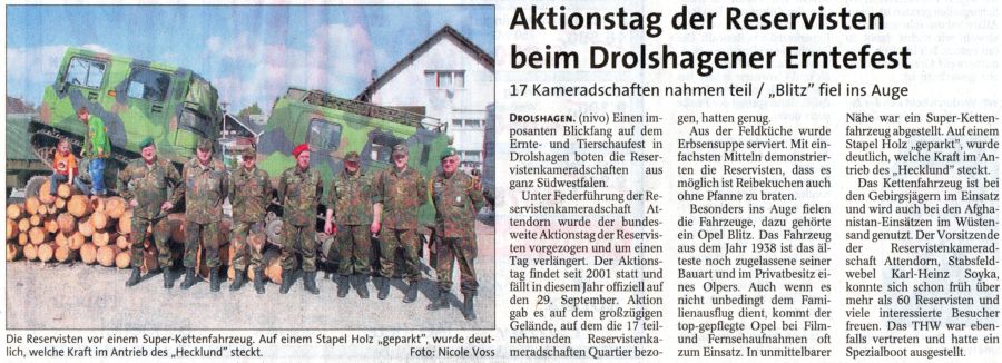 Ausschnitt aus der Westfalenpost vom 20.09.2007