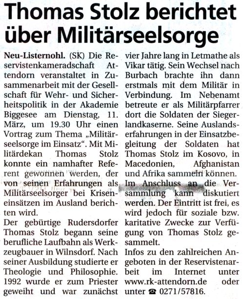 Ausschnitt aus dem Sauerlandkurier vom M�rz 2008